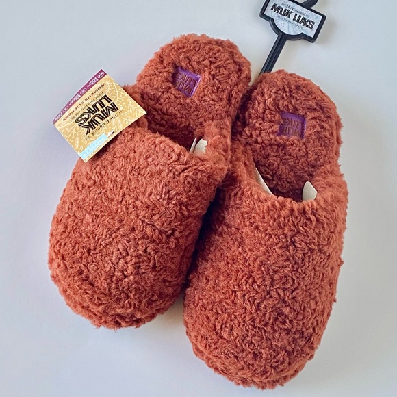Muk Luks 🆕| Rust/Clay Brown Maven Teddy Bear Shearling Slippers. - Picture 6 of 6